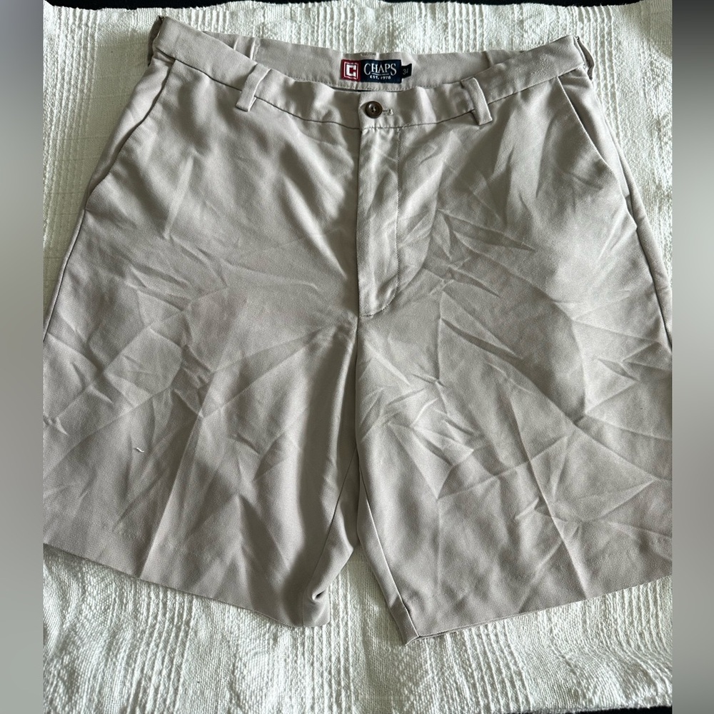 Chaps Tan Flat Front Shorts Casual Style